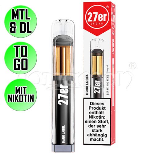 Dark Label | 27er Original | Nikotin 20mg/ml | Einweg E-Zigarette / E-Shisha | 800 Zge